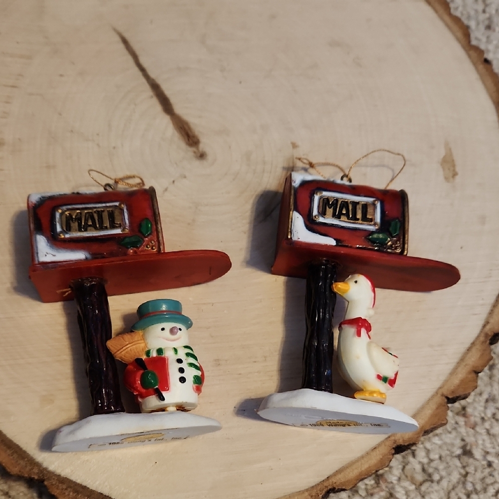 Vintage Wangs International 1988 Christmas Ornaments Set 2 Mailboxes